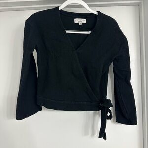 Black Madewell faux-wrap long sleeve top